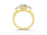 Yellow gold Three-Stone Round Cut Cut Diamond Ring with Trillion Side Stones and Four-Prong Setting_3