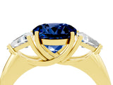 Yellow gold Three-Stone Round Cut Cut Diamond Ring with Trillion Side Stones and Four-Prong Setting_4