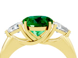 Yellow gold Three-Stone Round Cut Cut Diamond Ring with Trillion Side Stones and Four-Prong Setting_4