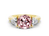 Yellow gold Three-Stone Round Cut Cut Diamond Ring with Trillion Side Stones and Four-Prong Setting