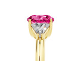 Yellow gold Three-Stone Round Cut Cut Diamond Ring with Trillion Side Stones and Four-Prong Setting_5