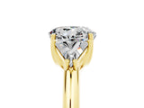 Yellow gold Three-Stone Round Cut Cut Diamond Ring with Trillion Side Stones and Four-Prong Setting_5