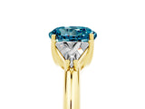 Yellow gold Three-Stone Round Cut Cut Diamond Ring with Trillion Side Stones and Four-Prong Setting_5