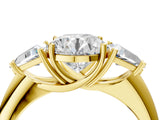 Yellow gold Three-Stone Round Cut Cut Diamond Ring with Trillion Side Stones and Four-Prong Setting_7