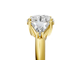 Yellow gold Three-Stone Round Cut Cut Diamond Ring with Trillion Side Stones and Four-Prong Setting_8