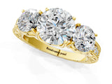 Yellow gold Three-Stone Round Cut Cut Milgrain Pavé Engagement Ring_16