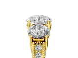 Yellow gold Three-Stone Round Cut Cut Milgrain Pavé Engagement Ring_20