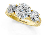 Yellow gold Three-Stone Round Cut Cut Milgrain Pavé Engagement Ring_4