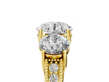 Yellow gold Three-Stone Round Cut Cut Milgrain Pavé Engagement Ring_8