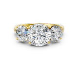Yellow gold Three-Stone Round Cut Cut Solitaire Ring with Classic Prong Setting_3