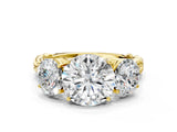 Yellow gold Three-Stone Round Cut Diamond Braided Band Ring with Four-Prong Setting_37