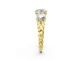 Yellow gold Three-Stone Round Cut Diamond Braided Band Ring with Four-Prong Setting_39