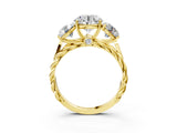 Yellow gold Three-Stone Round Cut Diamond Braided Band Ring with Four-Prong Setting_40