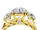 Yellow gold Three-Stone Round Cut Diamond Braided Band Ring with Four-Prong Setting_41