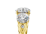 Yellow gold Three-Stone Round Cut Diamond Braided Band Ring with Four-Prong Setting_42