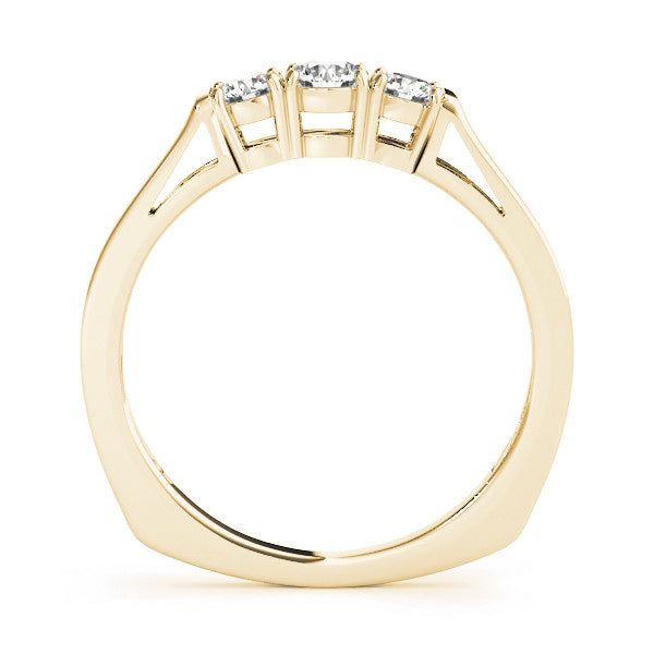 Yellow gold Three-Stone Round Cut Diamond Channel Set Band with Prong Setting 1