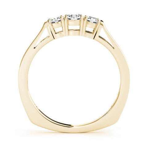 Yellow gold Three-Stone Round Cut Diamond Channel Set Band with Prong Setting 1