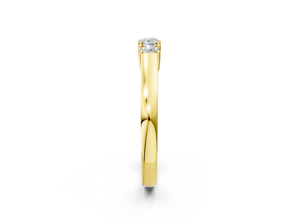 Yellow gold Three-Stone Round Cut Diamond Channel Set Band with Prong Setting