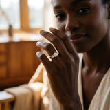 Yellow gold Three-Stone Round Cut Diamond Engagement Ring with Flat Band and Four-Prong Setting_21