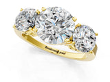 Yellow gold Three-Stone Round Cut Diamond Engagement Ring with Flat Band and Four-Prong Setting_29