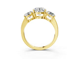 Yellow gold Three-Stone Round Cut Diamond Engagement Ring with Flat Band and Four-Prong Setting_31