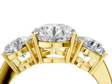 Yellow gold Three-Stone Round Cut Diamond Engagement Ring with Flat Band and Four-Prong Setting_32