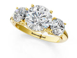 Yellow gold Three-Stone Round Cut Diamond Engagement Ring with Prong Setting on a White Gold Band_31