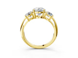 Yellow gold Three-Stone Round Cut Diamond Engagement Ring with Prong Setting on a White Gold Band_33
