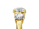 Yellow gold Three-Stone Round Cut Diamond Engagement Ring with Prong Setting on a White Gold Band_35
