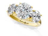 Yellow gold Three-Stone Round Cut Diamond Engagement Ring with Prong Setting_4