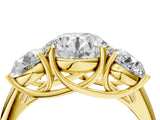 Yellow gold Three-Stone Round Cut Diamond Engagement Ring with Prong Setting_7