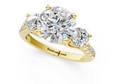 Yellow gold Three-Stone Round Cut Diamond Pavé Band with Four-Prong Setting_38