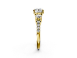 Yellow gold Three-Stone Round Cut Diamond Pavé Band with Four-Prong Setting_39