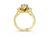 Yellow gold Three-Stone Round Cut Diamond Pavé Band with Four-Prong Setting_40