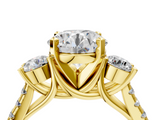 Yellow gold Three-Stone Round Cut Diamond Pavé Band with Four-Prong Setting_41