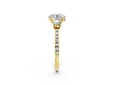 Yellow gold Three-Stone Round Cut Diamond Pavé Band with Prong Setting_20