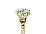 Yellow gold Three-Stone Round Cut Diamond Pavé Band with Prong Setting_23