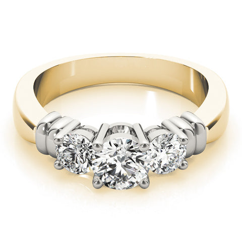 Yellow gold Three-Stone Round Cut Diamond Ring with Channel Band and Prong Setting 1