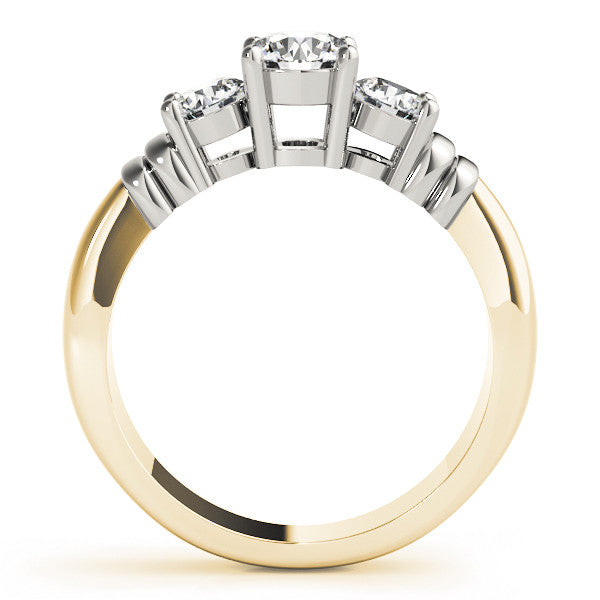 Yellow gold Three-Stone Round Cut Diamond Ring with Channel Band and Prong Setting 2