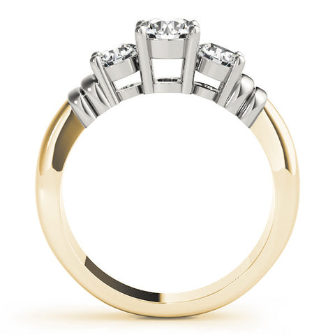 Yellow gold Three-Stone Round Cut Diamond Ring with Channel Band and Prong Setting 2