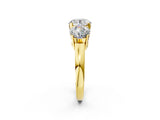 Yellow gold Three-Stone Round Cut Diamond Ring with Channel Set Band and Four-Prong Setting_20