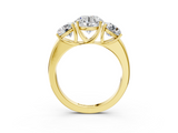 Yellow gold Three-Stone Round Cut Diamond Ring with Channel-Set Band and Four-Prong Setting_52