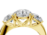 Yellow gold Three-Stone Round Cut Diamond Ring with Channel-Set Band and Four-Prong Setting_53