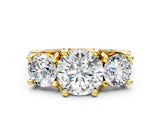 Yellow gold Three-Stone Round Cut Diamond Ring with Channel-Set Band and Four-Prong Setting_76
