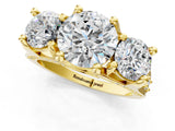 Yellow gold Three-Stone Round Cut Diamond Ring with Channel-Set Band and Four-Prong Setting_77