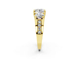 Yellow gold Three-Stone Round Cut Diamond Ring with Channel-Set Band and Four-Prong Setting_78