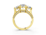 Yellow gold Three-Stone Round Cut Diamond Ring with Channel-Set Band and Four-Prong Setting_79