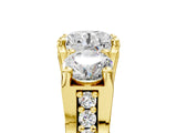 Yellow gold Three-Stone Round Cut Diamond Ring with Channel-Set Band and Four-Prong Setting_81