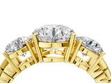 Yellow gold Three-Stone Round Cut Diamond Ring with Channel-Set Band and Prong Setting_10