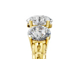 Yellow gold Three-Stone Round Cut Diamond Ring with Channel-Set Band and Prong Setting_11
